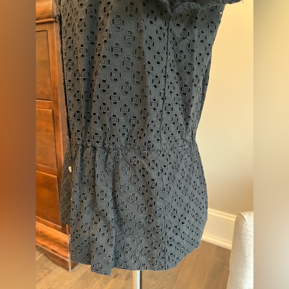 J. Crew Black Eyelet Peplum Blouse - Picture 6 of 14